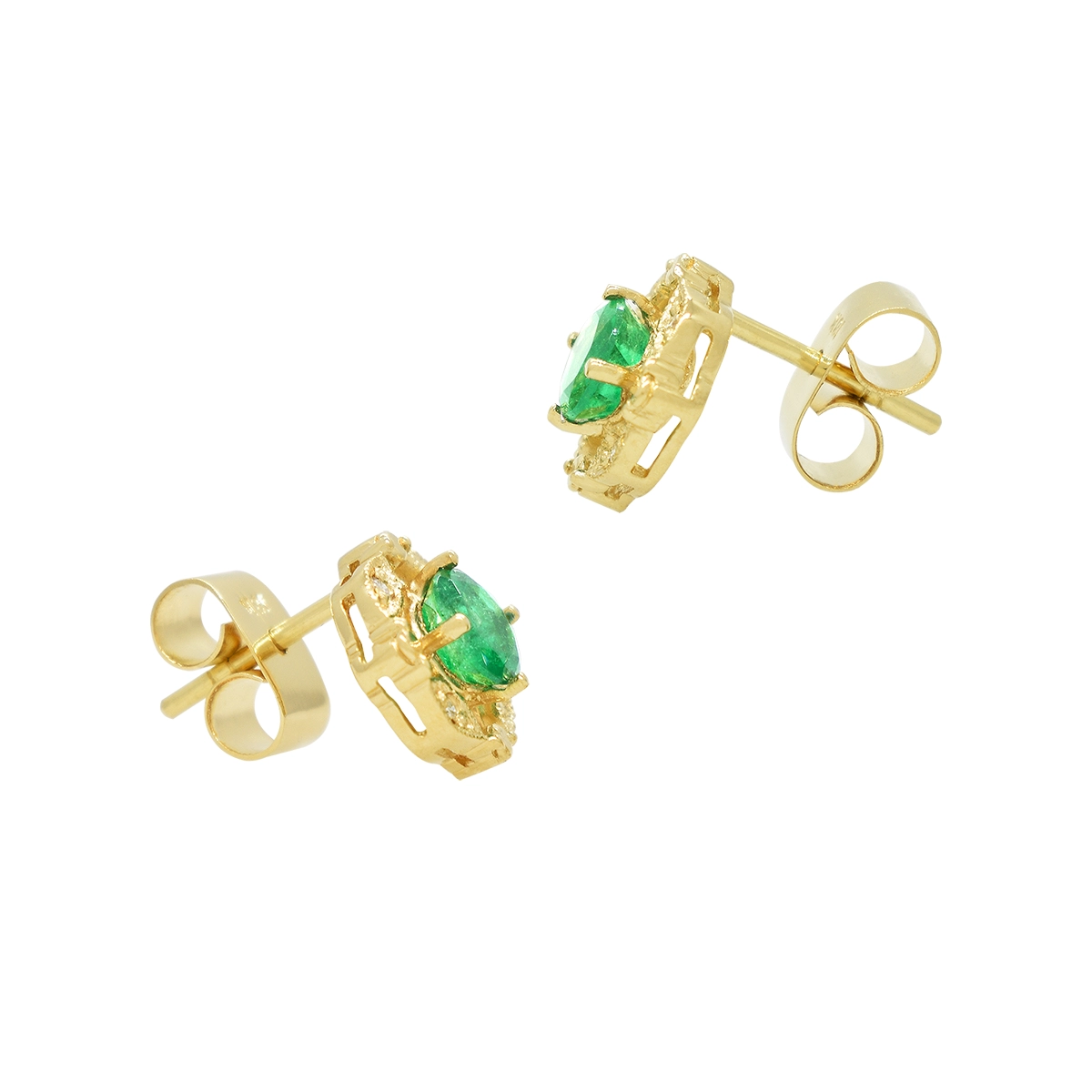 These earrings have durable push-backs butterflies handcrafted especially for this set of emerald and diamond earrings
