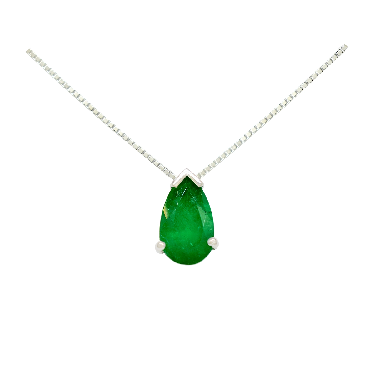 Emerald white gold necklace hotsell