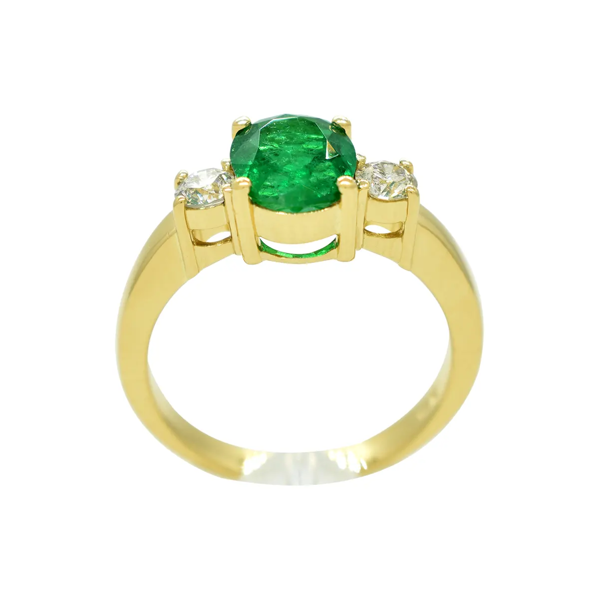The prong setting in this ring elevates the stones, allowing them to catch light from various angles and creating a dazzling display of color and sparkle