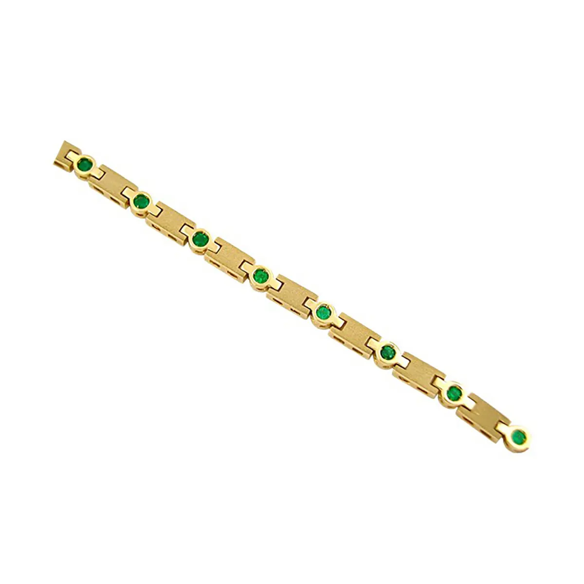 18K Yellow Gold Emerald Bracelet With Genuine Natural Colombian Emeralds