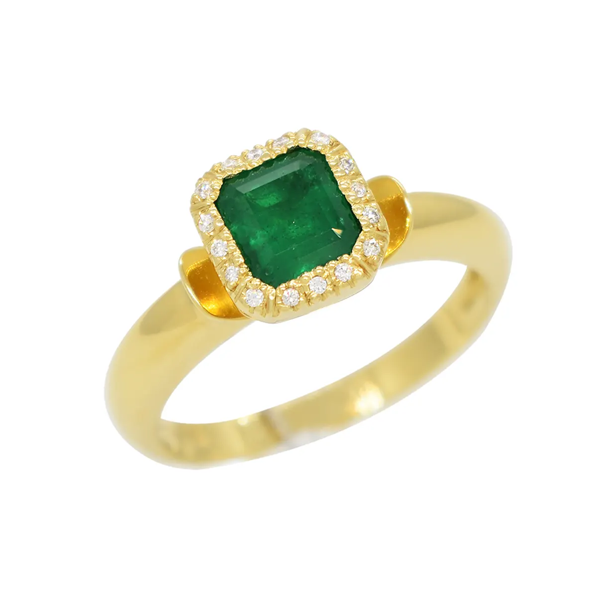 emerald-cut-emerald-in-18k-yellow-gold-ring-with-diamond-halo-in-bezel-setting