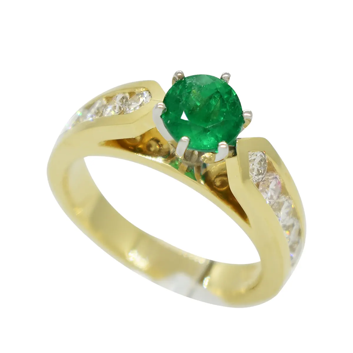 emerald_engagement_ring_yellow_gold_round_diamonds.webp