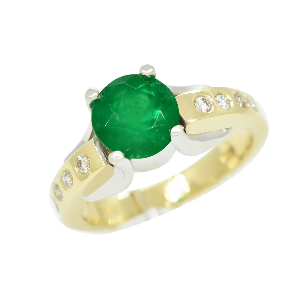 engagement_ring_real_emerald_diamonds_14K_white_and_yellow_gold.webp