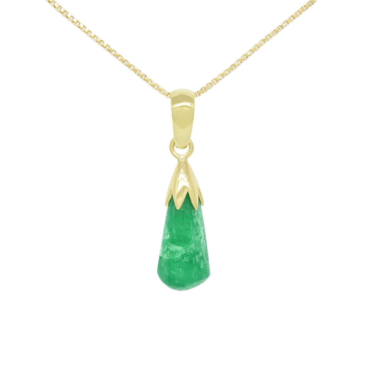 Bead Style 3.09 Ct. Natural Emerald in 18K Gold Pendant