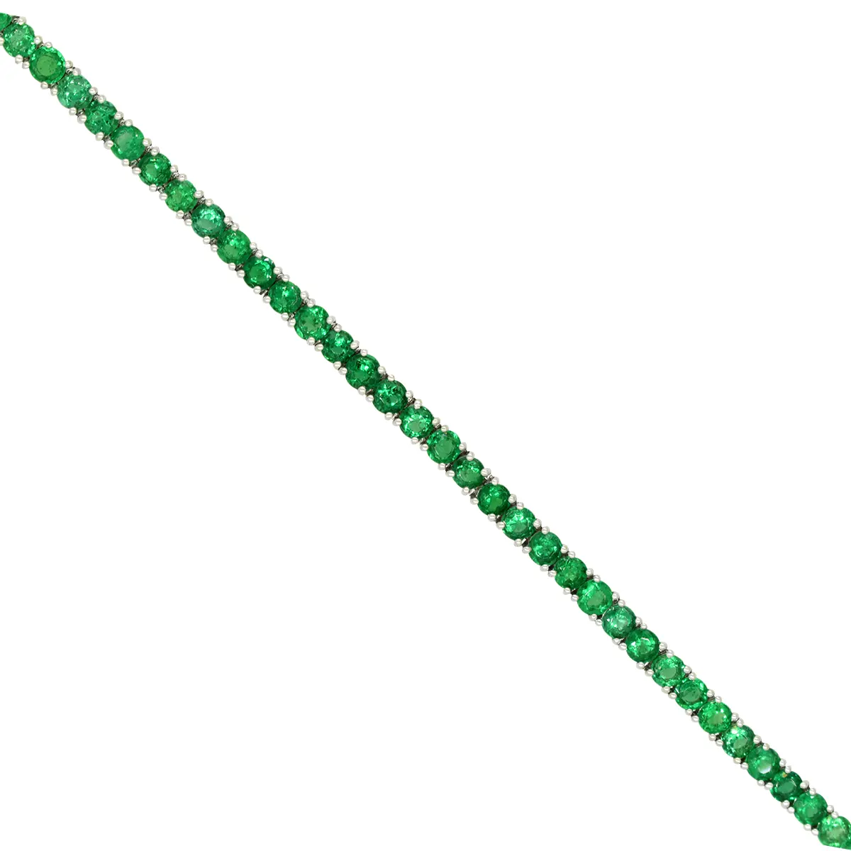 Emerald Tennis Bracelet in 18K White Gold With Round Natural Emeralds