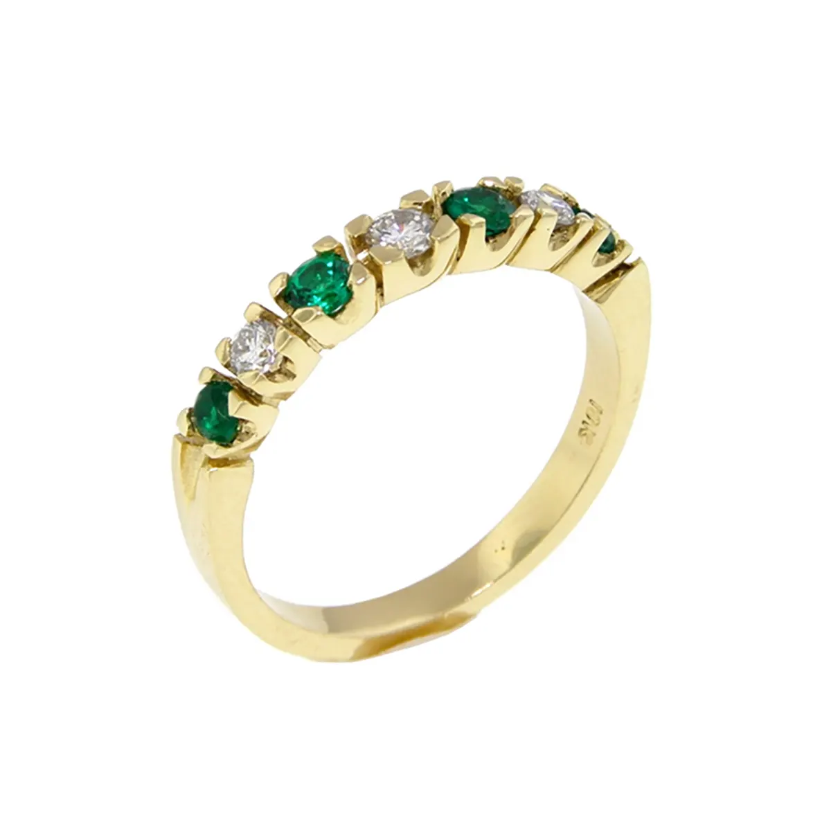 half-eternity-7-stone-diamond-and-emerald-wedding-band-ring-in-18k-gold