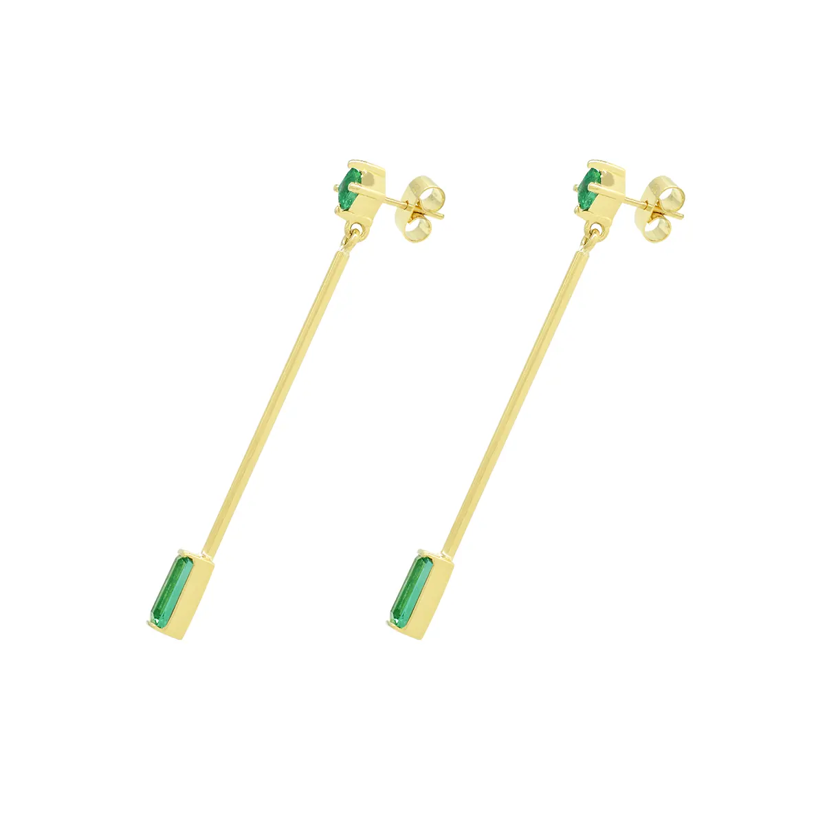 The entire set of earrings is custom-made in solid 18K yellow gold. They have durable butterfly pushbacks handcrafted especially for this set of earrings