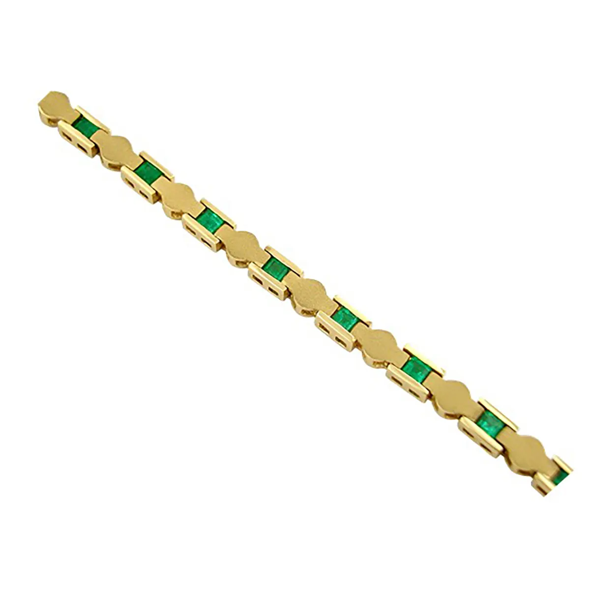 Emerald Bracelet in 18K Yellow Gold in Fine Sandblast Finished 
