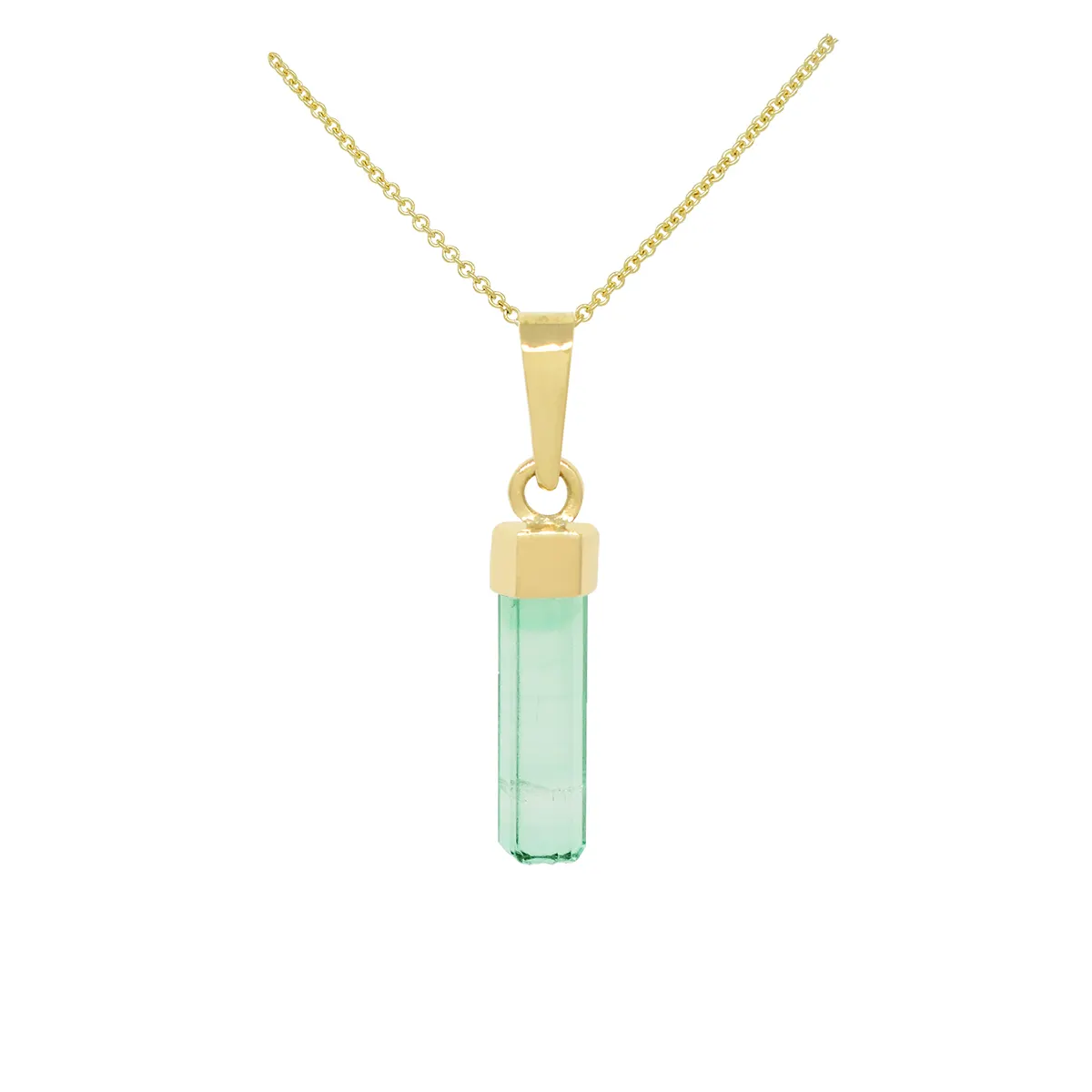 Raw 2.15 Ct. Uncut Natural Colombian Emerald in 18K Gold Pendant