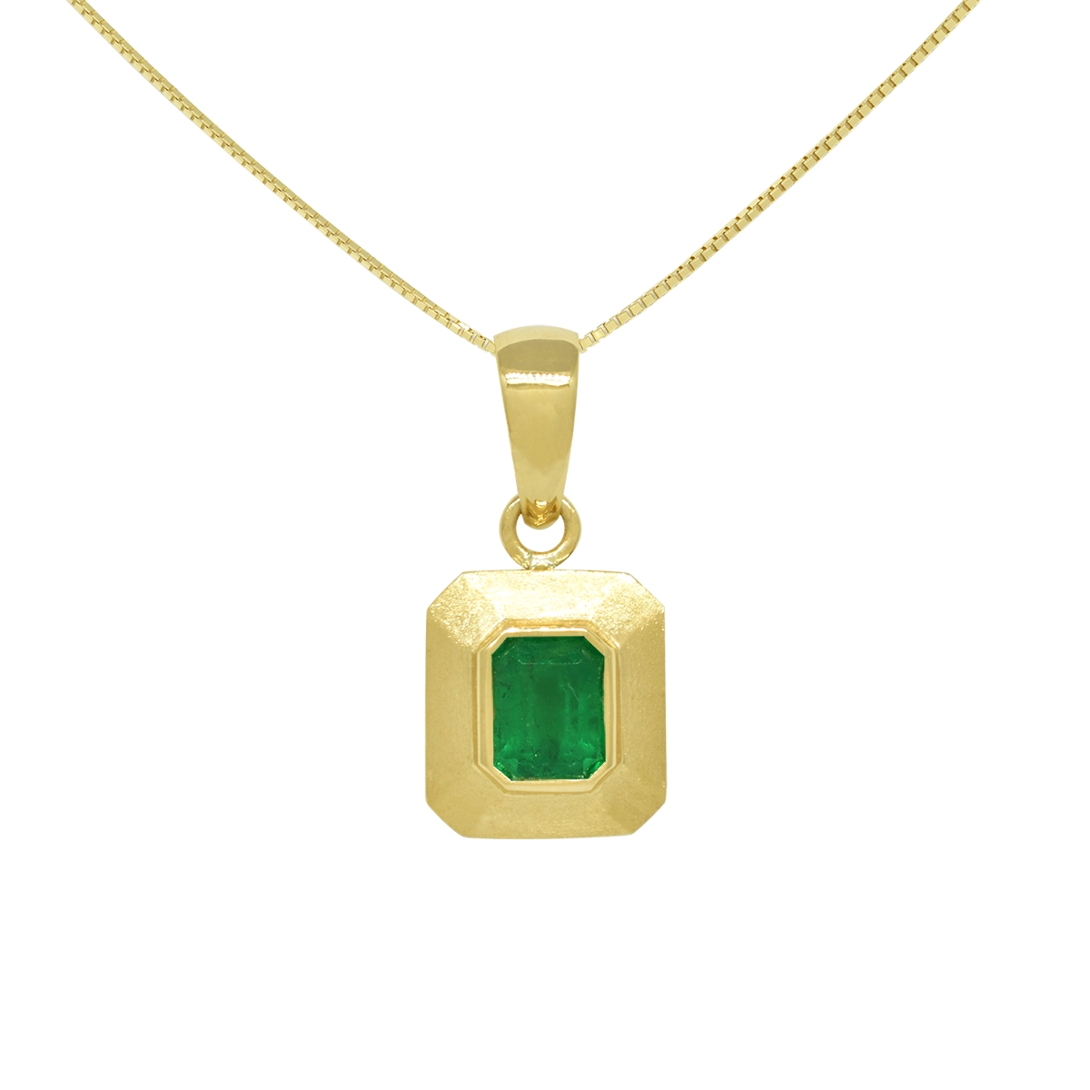 Bezel set emerald discount necklace