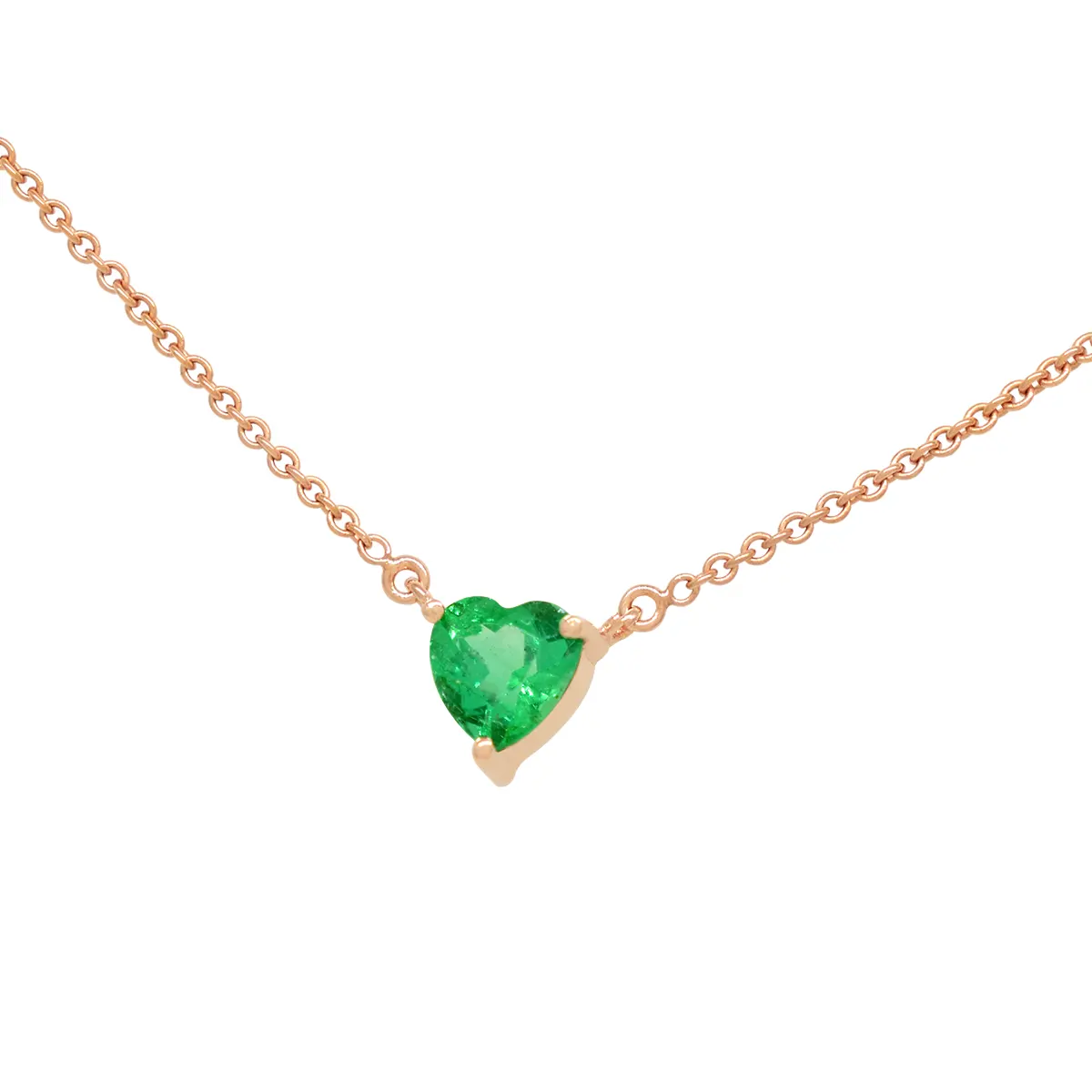 Heart Shape Emerald Necklace in 18K Rose Gold