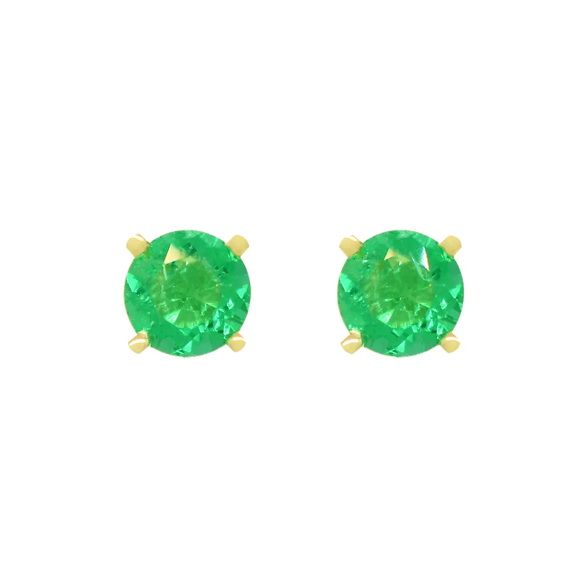 Stud Emerald Earrings in 18K Gold Prong Set