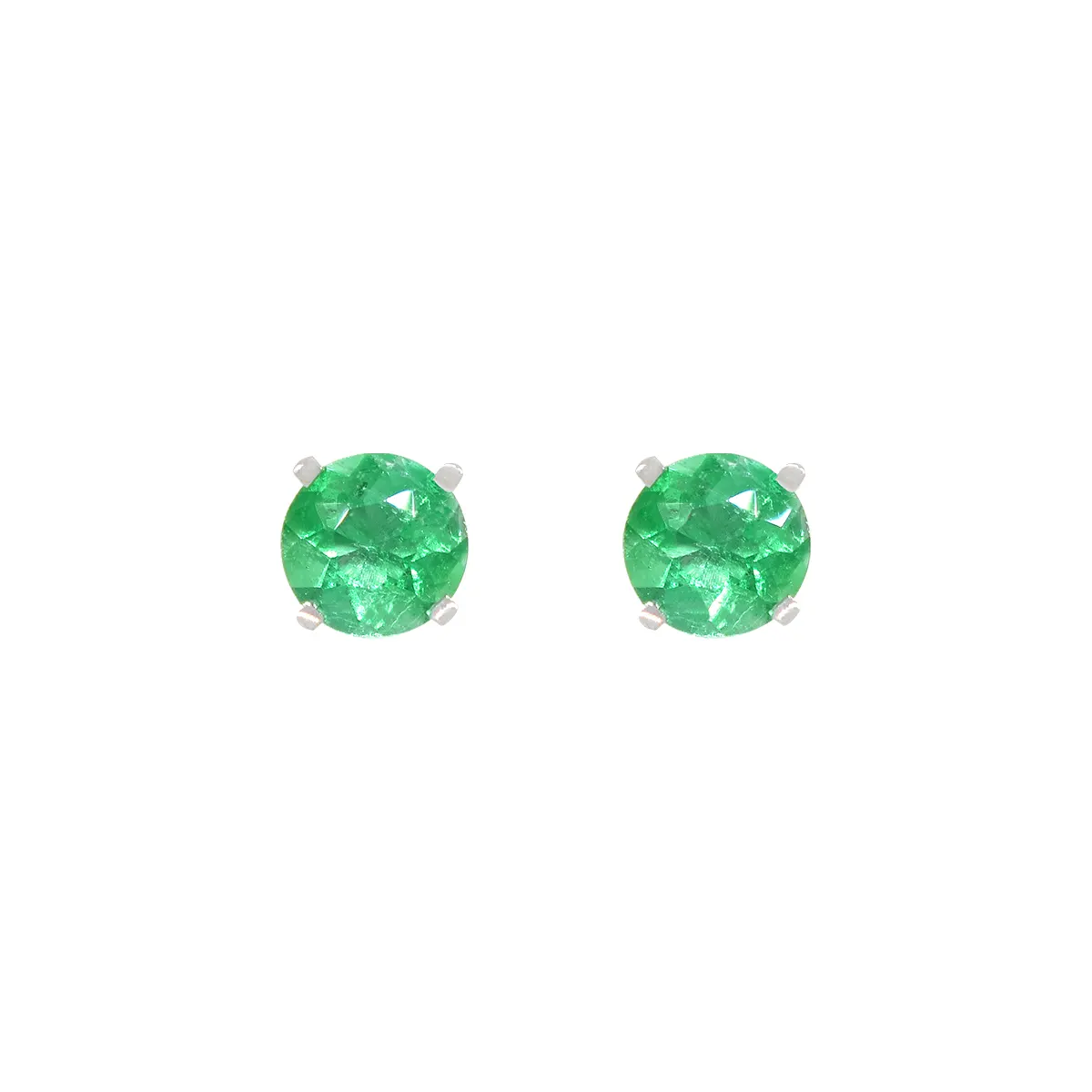 Small Emerald Stud Earrings in 18K White Gold