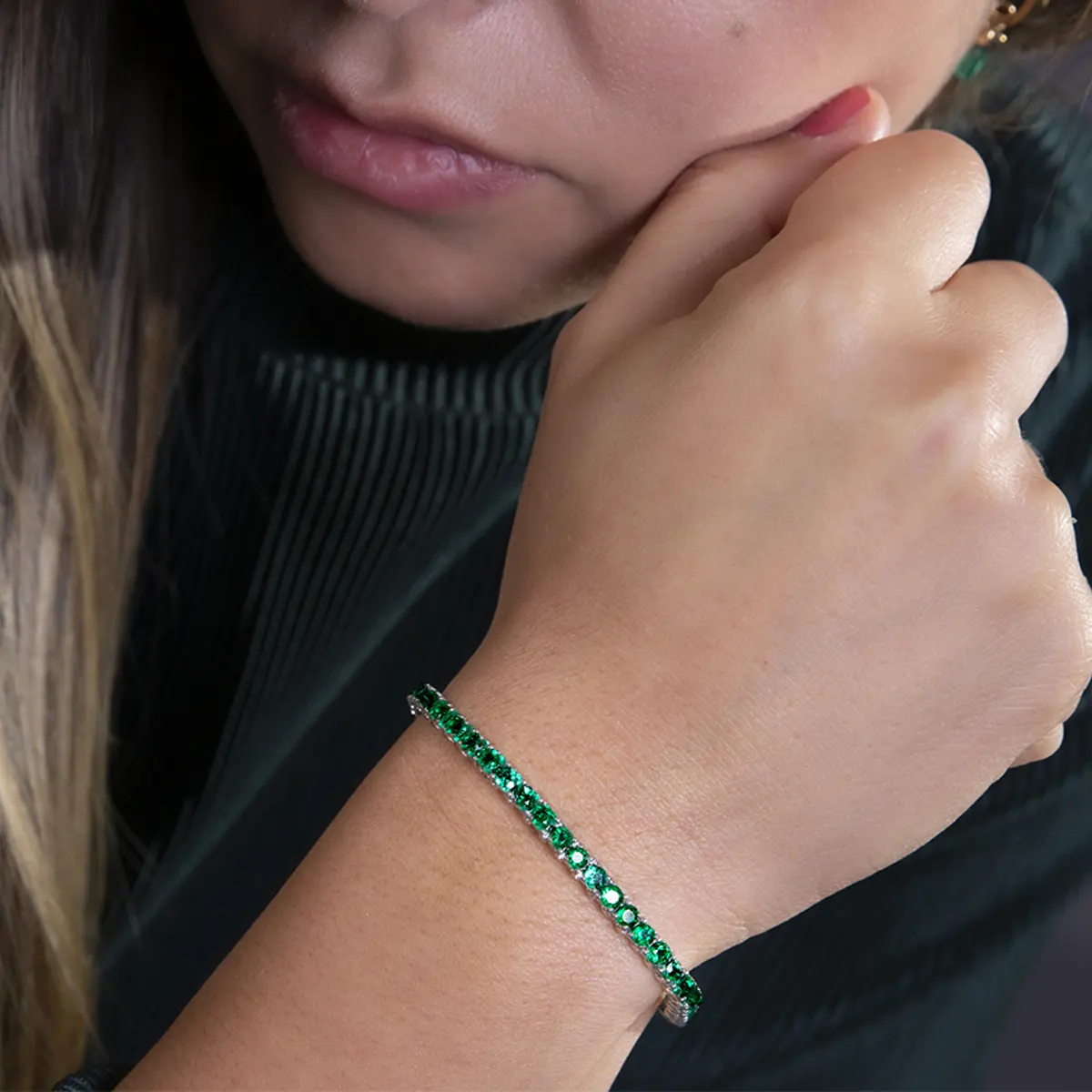 Men's Emerald Green 4mm Diamond Tennis Bracelet | King Division