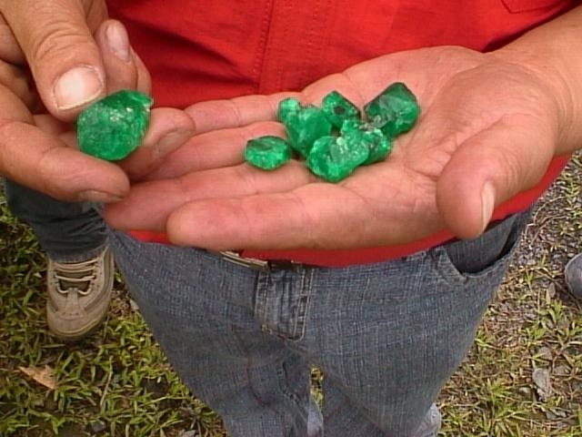 Natural emeralds from Colombia